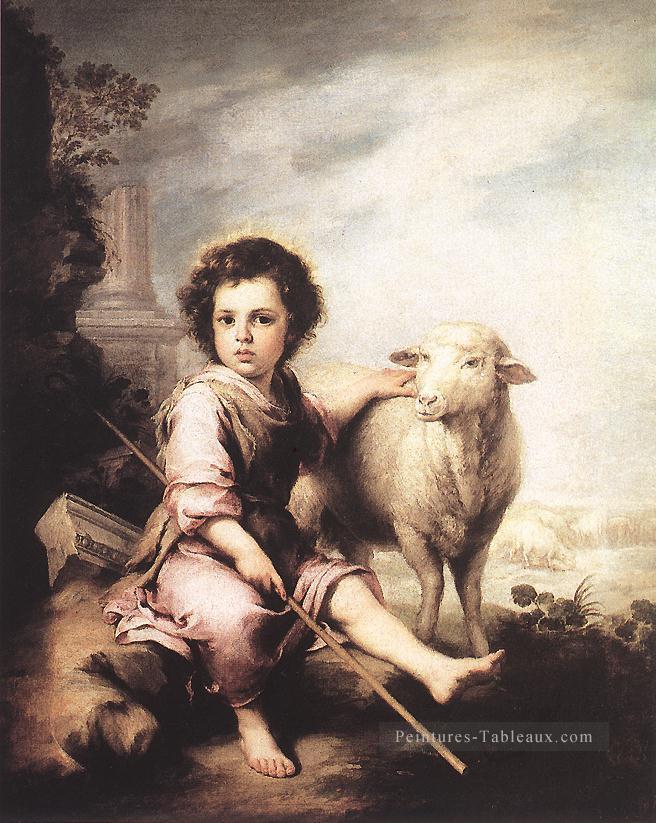 Christ le Bon Pasteur espagnol Baroque Bartolome Esteban Murillo Peintures à l'huile